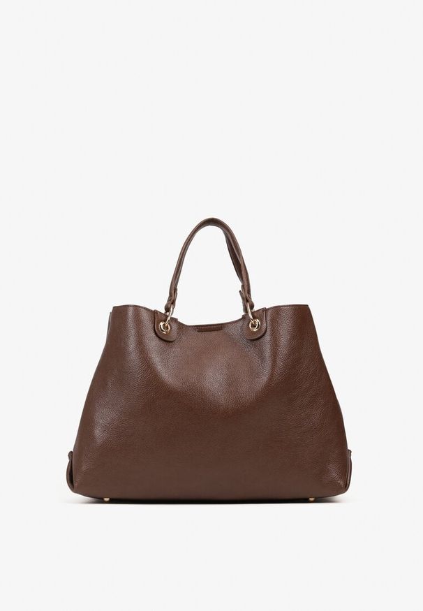 Born2be - Brązowa Dwukomorowa Torebka Typu Shopper Ozdobiona Metalicznymi Aplikacjami Adorrive. Kolor: brązowy. Wzór: aplikacja. Dodatki: z aplikacjami. Styl: elegancki