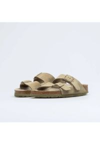 Birkenstock - Klapki męskie BIRKENSTOCK ARIZONA SFB LEVE FADED KHAKI. Kolor: zielony