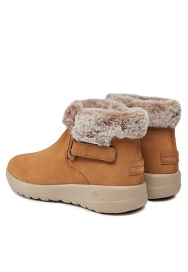 skechers - Skechers Botki On-The-Go Joy First Glance 144041/CSNT Brązowy. Kolor: brązowy. Materiał: skóra, zamsz