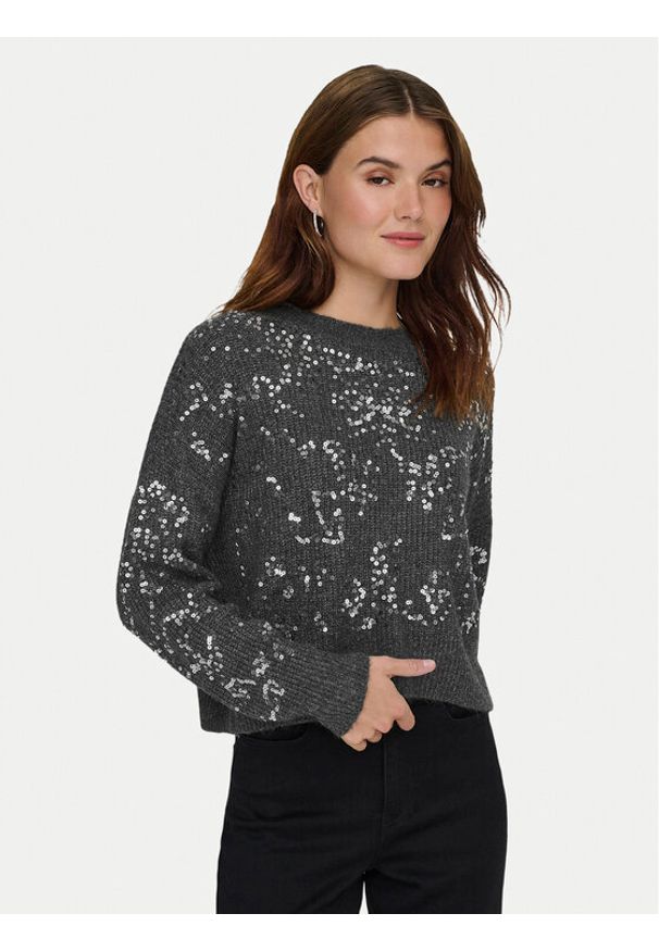 only - ONLY Sweter Alta 15353230 Szary Regular Fit. Kolor: szary. Materiał: syntetyk