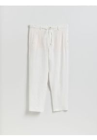 Reserved - Lniane spodnie chino straight - biały. Kolor: biały. Materiał: len #1
