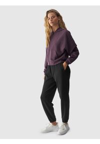 4f - 4F Bluza dresowa rozpinana z modalem damska - fioletowa XL. Okazja: na co dzień. Typ kołnierza: kaptur. Kolor: fioletowy. Materiał: dresówka. Wzór: gładki, ze splotem. Styl: sportowy, casual. Sport: fitness