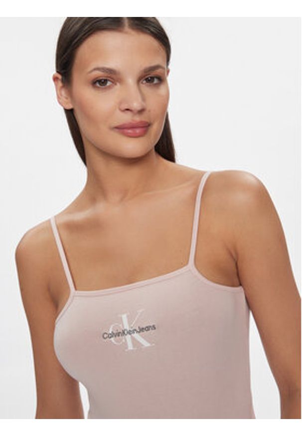 Calvin Klein Jeans Body Monologo J20J223421 Różowy Slim Fit. Kolor: różowy. Materiał: bawełna
