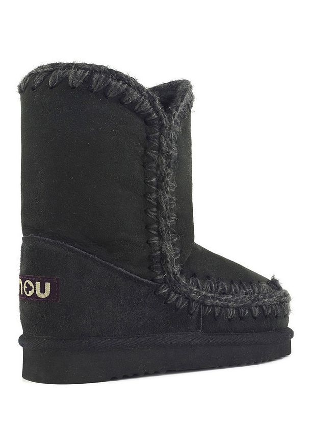 Mou - MOU ESKIMO BOOT 24 Śniegowce damskie. Wysokość cholewki: przed kolano. Kolor: czarny. Materiał: zamsz, materiał, wełna. Szerokość cholewki: normalna. Sezon: zima. Styl: elegancki, klasyczny