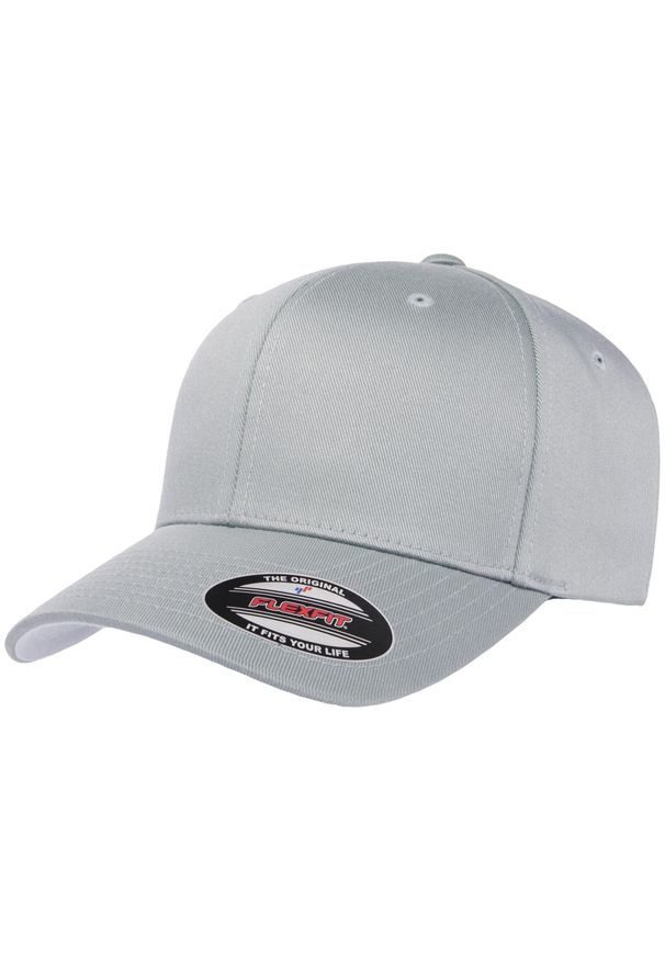 FLEXFIT - Wełniana Czesana Czapka Unisex. Kolor: szary. Materiał: wełna