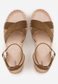 Renee - Ciemnozielone Sandały z Plecionki w Stylu Boho VICES z Paskami w Kształcie X Nahmala. Okazja: na co dzień. Zapięcie: pasek. Kolor: zielony. Wzór: paski, aplikacja. Sezon: lato. Styl: boho #7