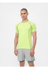 4f - Koszulka do biegania szybkoschnąca męska. Kolor: zielony. Materiał: włókno, dzianina, materiał. Sport: fitness