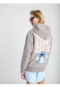 Sinsay - Bluza z kapturem Stitch - szary. Typ kołnierza: kaptur. Kolor: szary