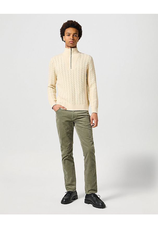 Wrangler - MĘSKI SWETER WRANGLER HALF ZIP KNIT ECRU 112357290