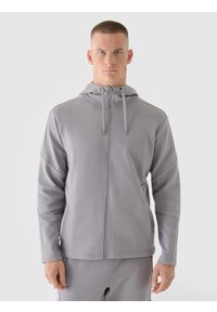4f - 4F Bluza dresowa rozpinana z kapturem męska 4F x Robert Lewandowski - szara XL. Okazja: na co dzień. Typ kołnierza: kaptur. Kolor: szary. Materiał: dresówka. Wzór: gładki, nadruk, ze splotem. Styl: casual. Sport: fitness