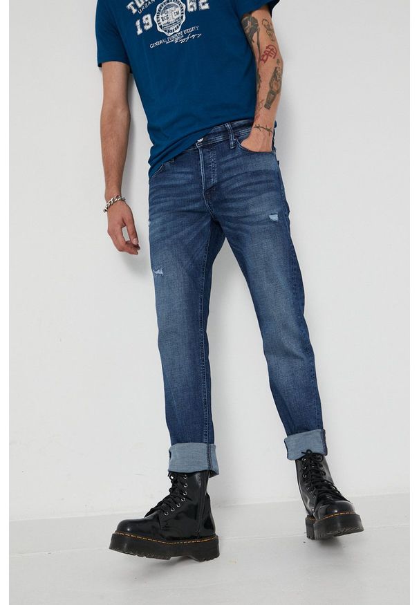 Jack & Jones Jeansy męskie. Kolor: niebieski