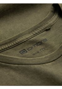Ombre Clothing - T-shirt męski z efektem ACID WASH - oliwkowy V4 S1638 - XXL. Kolor: oliwkowy. Materiał: bawełna, dzianina #5