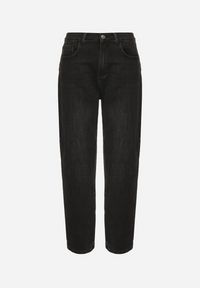 Born2be - Czarne Jeansy Mom Fit z Wysokim Stanem z Domieszką Wiskozy Aclonna. Okazja: na co dzień. Stan: podwyższony. Kolor: czarny. Styl: casual, elegancki