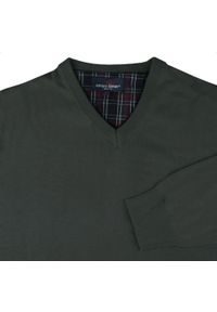 Męski, Bawełniany Sweter w Serek (V-neck) - Adriano Guinari - Ciemna Zieleń. Okazja: do pracy, na co dzień, na spotkanie biznesowe. Typ kołnierza: dekolt w serek. Materiał: bawełna. Styl: klasyczny, casual, elegancki, biznesowy #3