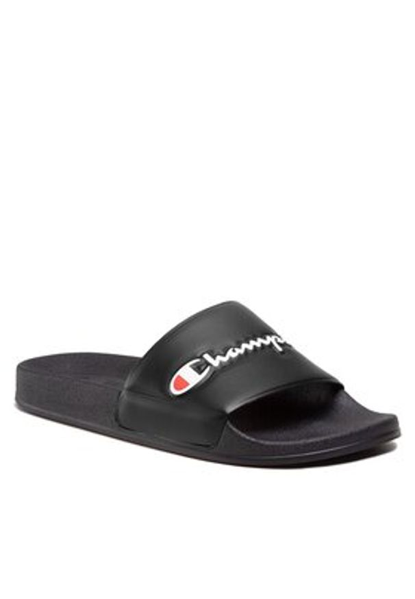 Champion Klapki Slide Varsity S21993-CHA-KK002 Czarny. Kolor: czarny. Materiał: skóra