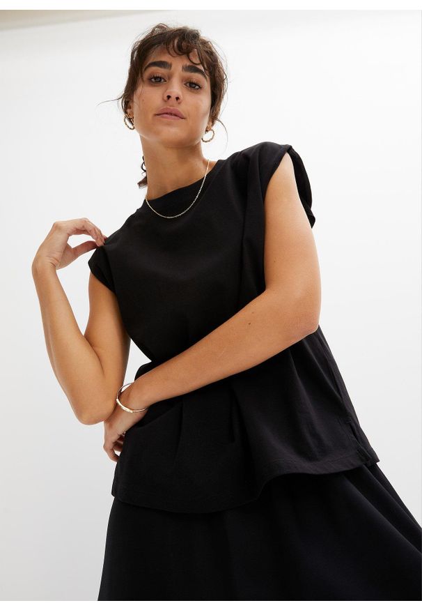 bonprix - T-shirt oversize z czystej bawełny organicznej. Kolor: czarny. Materiał: bawełna