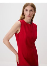Reserved - Sukienka mini z dodatkiem lnu - czerwony. Kolor: czerwony. Materiał: len. Długość: mini #1