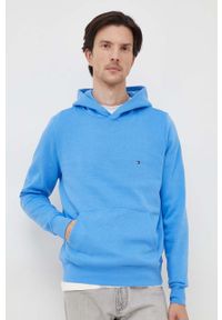 TOMMY HILFIGER - Tommy Hilfiger bluza męska kolor niebieski z kapturem gładka. Typ kołnierza: kaptur. Kolor: niebieski. Wzór: gładki #3