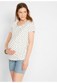 Shirt ciążowy z krótkim rękawem (2 szt.), bawełna organiczna bonprix czarny + biały w kropki. Kolekcja: moda ciążowa. Kolor: czarny. Materiał: bawełna. Długość rękawa: krótki rękaw. Długość: krótkie. Wzór: kropki #5