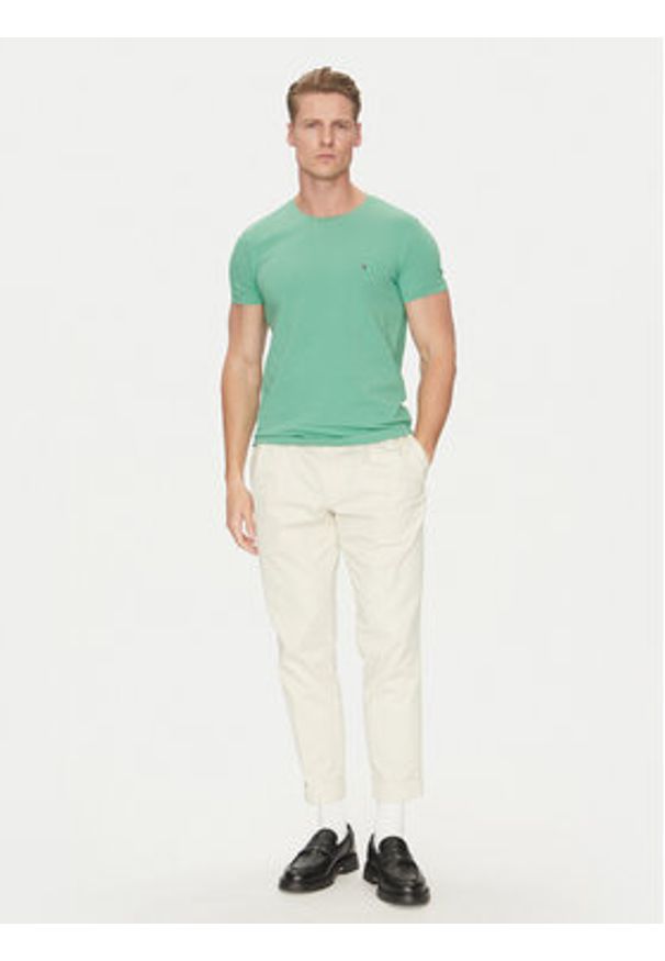 TOMMY HILFIGER - Tommy Hilfiger T-Shirt MW0MW10800 Zielony Slim Fit. Kolor: zielony. Materiał: bawełna