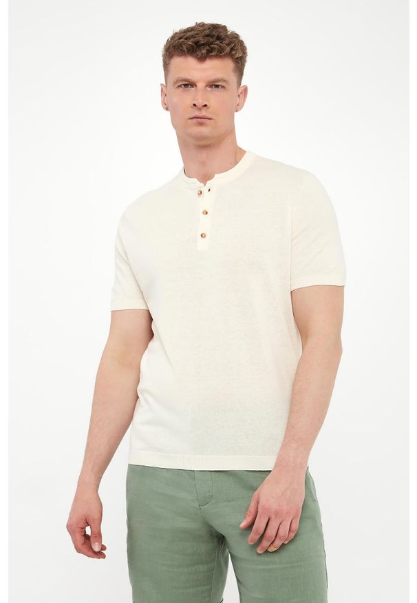 Liu Jo - T-shirt męski z lnem LIU JO. Materiał: len
