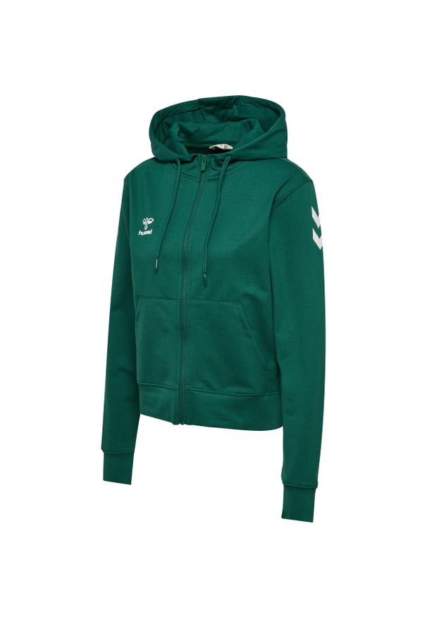 Damska bluza z kapturem zapinana na zamek Hummel Go 2.0 Chevron. Typ kołnierza: kaptur. Kolor: zielony
