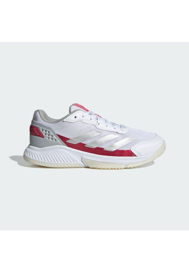 Adidas - Buty Courtquick Padel. Kolor: biały, szary, różowy, wielokolorowy. Materiał: materiał
