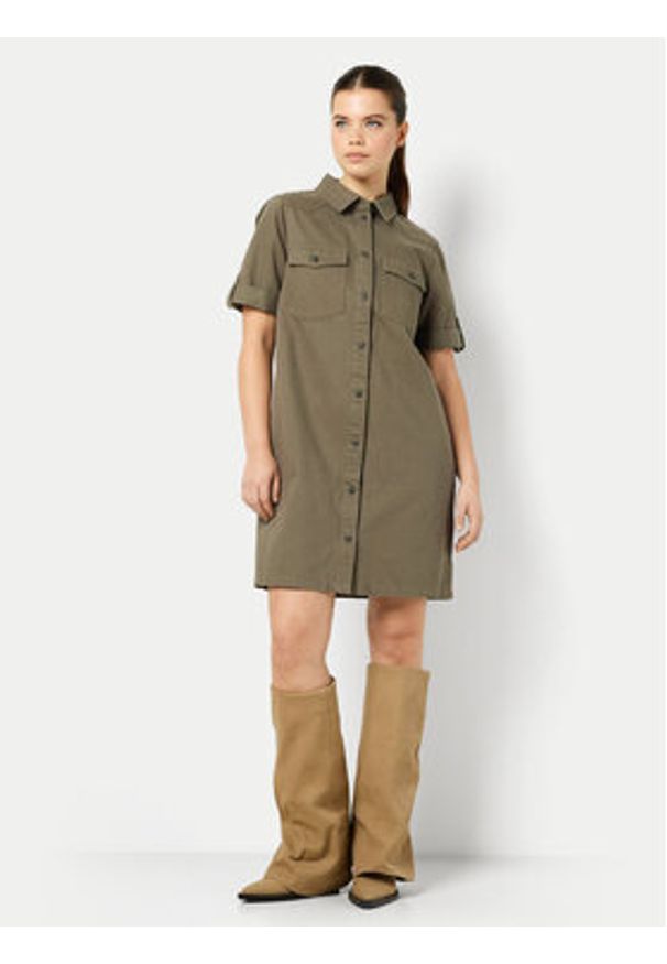 Noisy may - Noisy May Sukienka jeansowa New Signe 27030173 Khaki Loose Fit. Kolor: brązowy. Materiał: bawełna