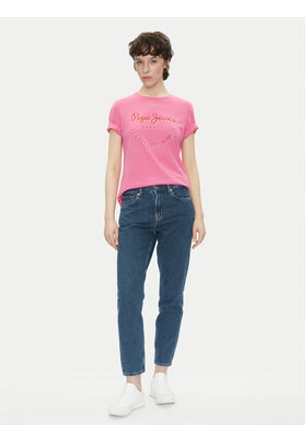 Pepe Jeans T-Shirt Rumer PL506072 Różowy Regular Fit. Kolor: różowy. Materiał: bawełna