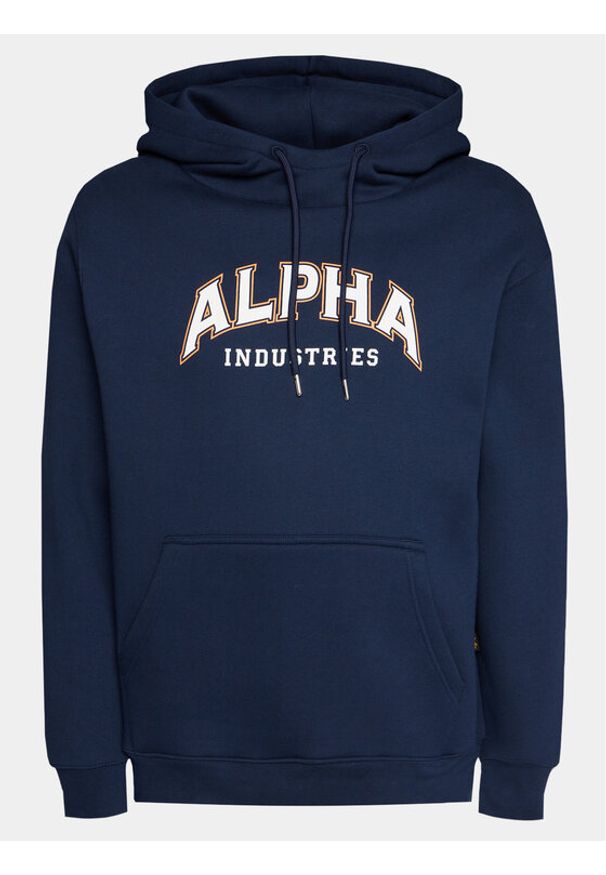 Alpha Industries Bluza College 146331 Granatowy Regular Fit. Kolor: niebieski. Materiał: syntetyk