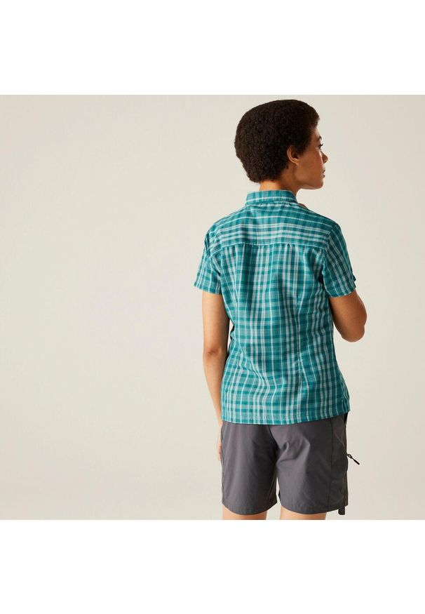 Regatta - Mindano VIII damska koszula z krótkim rękawem. Kolor: fioletowy. Materiał: materiał. Długość rękawa: krótki rękaw. Długość: krótkie. Sport: turystyka piesza