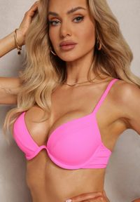 Renee - Fuksjowe Bikini Usztywniany Biustonosz z Zapięciem z Tyłu i Majtkami Figami Ermarie. Kolor: różowy