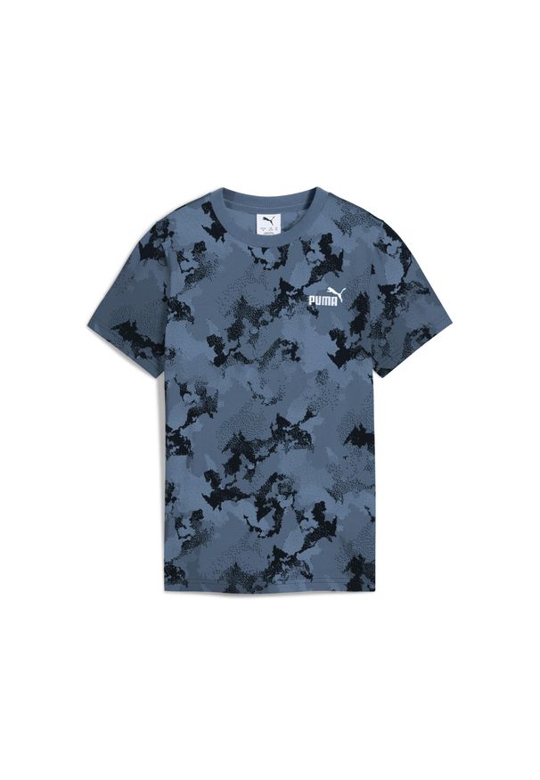 Puma - Młodzieżowa koszulka Essentials Camo z nadrukiem na całej powierzchni PUMA. Kolor: niebieski. Wzór: nadruk. Sport: joga i pilates