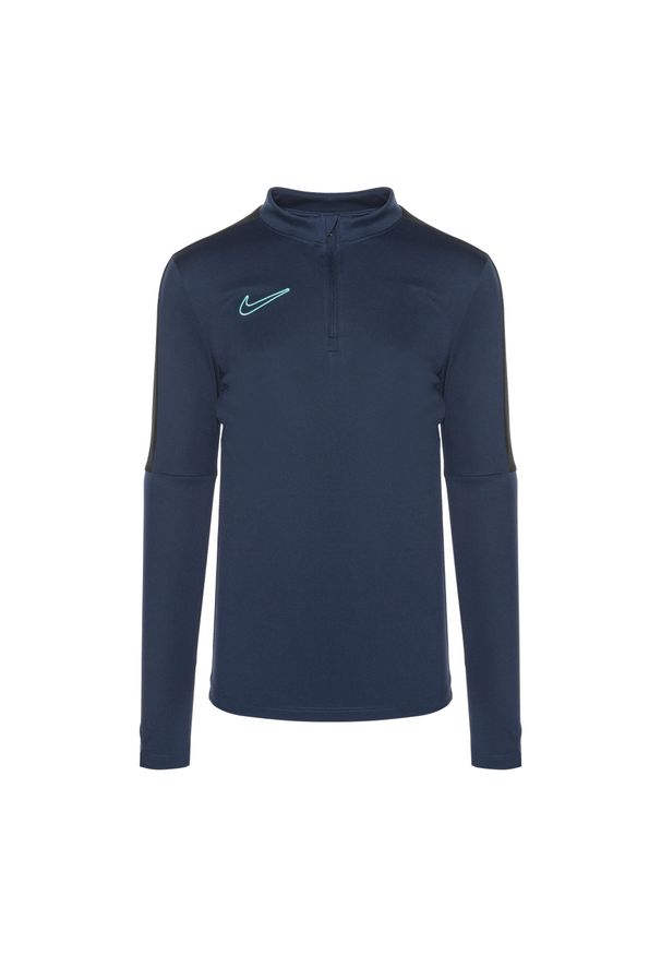 Longsleeve piłkarski dziecięcy Nike Dri-Fit Academy23. Kolor: niebieski. Długość rękawa: długi rękaw. Technologia: Dri-Fit (Nike). Sport: piłka nożna