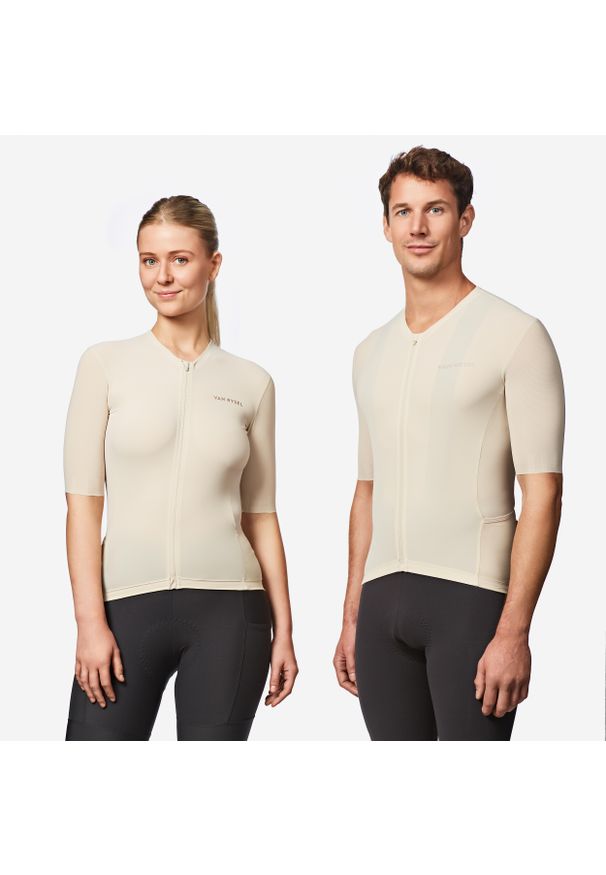 VAN RYSEL - Koszulka rowerowa szosowa Van Rysel EDR Ultra unisex krótki rękaw. Kolor: beżowy. Materiał: mesh. Długość rękawa: krótki rękaw. Długość: krótkie. Sport: kolarstwo