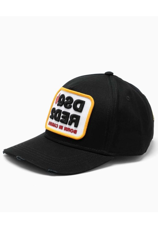 DSQUARED2 - Czarna czapka z haftowanym logo. Kolor: czarny. Materiał: bawełna. Wzór: haft