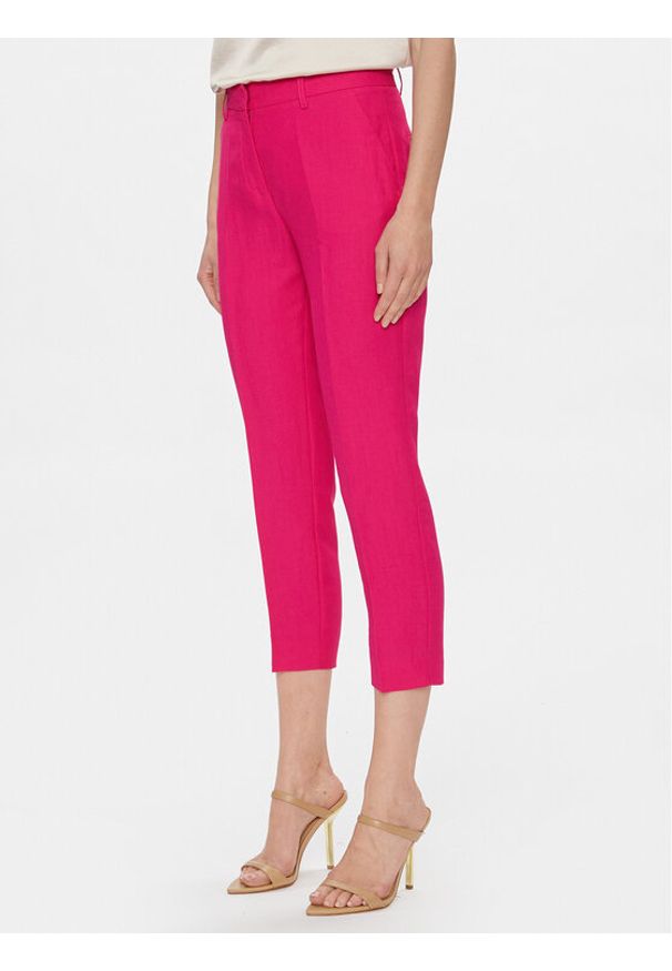Liviana Conti Spodnie materiałowe L3SM43 Różowy Regular Fit. Kolor: różowy. Materiał: len