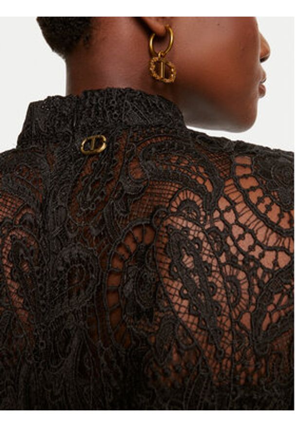 TwinSet - TWINSET Bluzka 242TP2464 Czarny Slim Fit. Kolor: czarny. Materiał: syntetyk