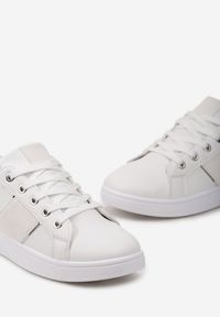 Born2be - Biało-Srebrne Sneakersy Baconia. Kolor: biały. Materiał: materiał. Szerokość cholewki: normalna #5