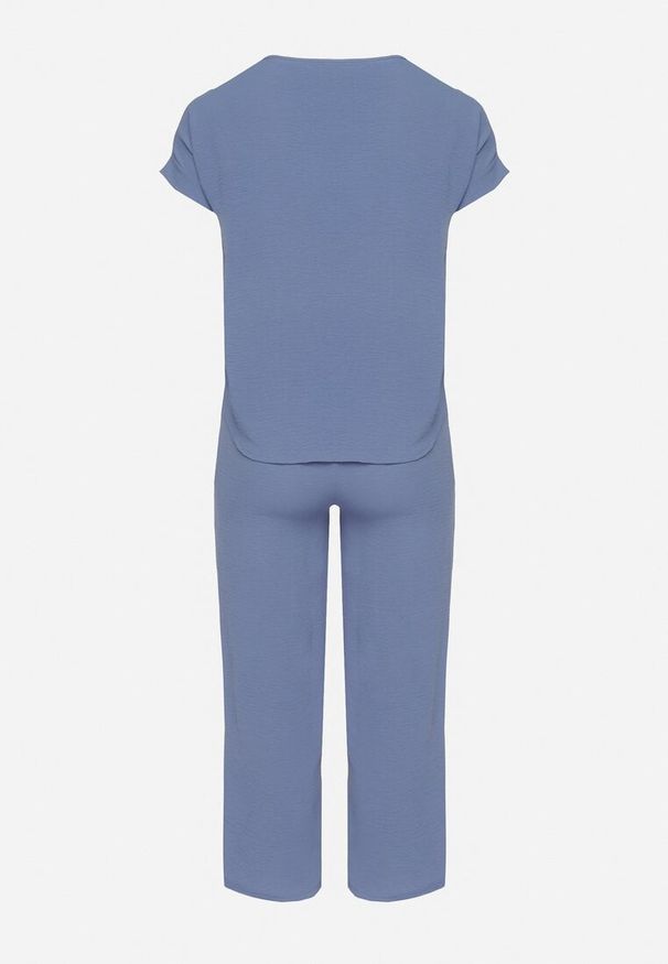 Born2be - Niebieski Komplet o Fasonie Oversize Bluzka i Szerokie Spodnie Amisora. Kolor: niebieski