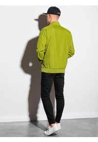Ombre Clothing - Kurtka męska przejściowa C485 - zielona - XL. Kolor: zielony. Materiał: poliester #7