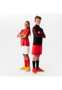 KIPSTA - Bluza piłkarska na krótki suwak dla dzieci Kipsta Viralto Wavy Club. Kolor: czerwony, wielokolorowy, różowy. Materiał: poliester, materiał. Długość: krótkie. Sport: piłka nożna