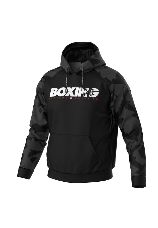 EXTREME HOBBY - Bluza sportowa męska Extreme Hobby BOLD BOXING poliestrowa z Kapturem. Typ kołnierza: kaptur. Kolor: czarny. Materiał: poliester