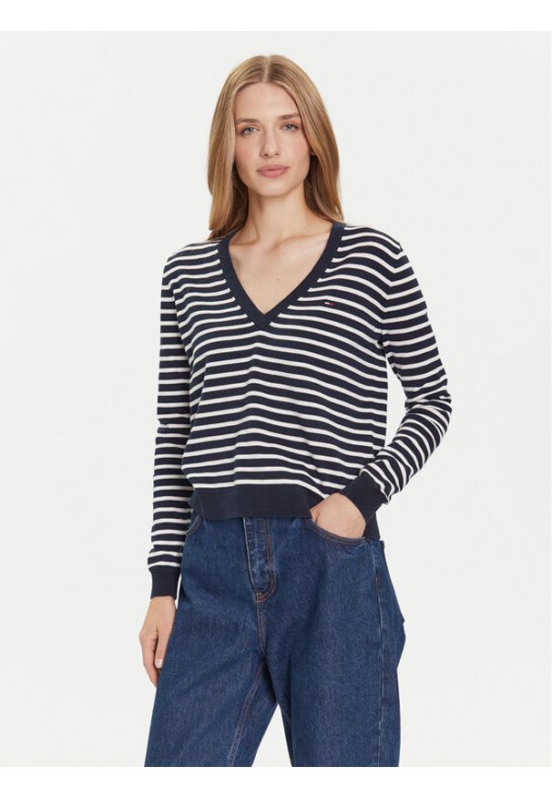 Tommy Jeans Sweter Essential DW0DW19888 Granatowy Regular Fit. Kolor: niebieski. Materiał: bawełna