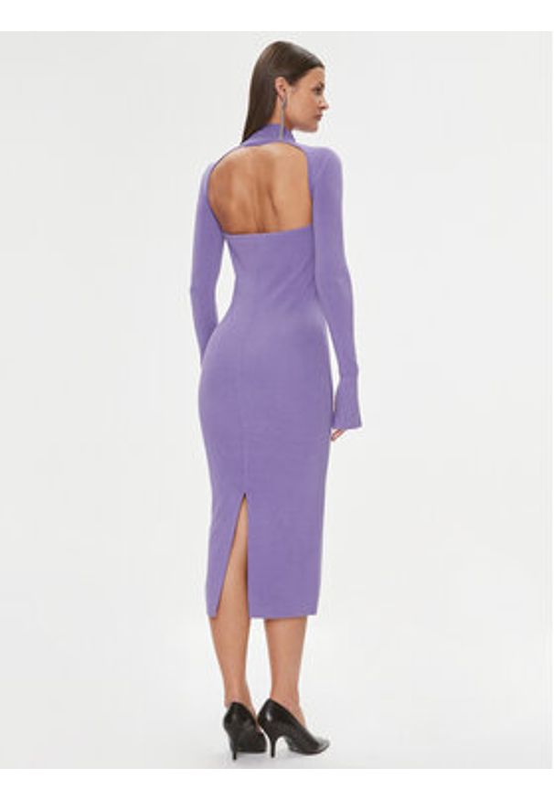 Patrizia Pepe Sukienka dzianinowa 2A2612/K002-M477 Fioletowy Slim Fit. Kolor: fioletowy. Materiał: lyocell