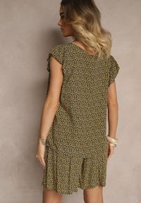 Renee - Czarno-Żółty Komplet z Bawełny Zdobiony Etnicznym Printem T-shirt i Szorty Sarilena. Kolor: żółty. Materiał: bawełna. Wzór: aplikacja, nadruk #5