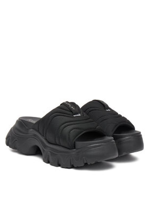 Replay - REPLAY Klapki GWSA6.000.C0005T Czarny. Kolor: czarny. Materiał: skóra