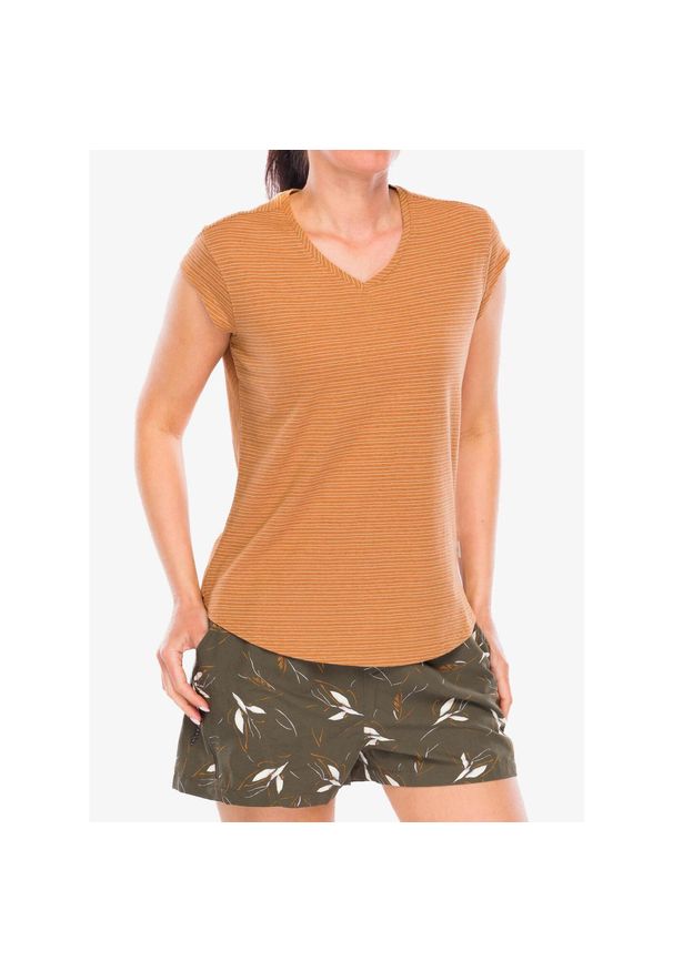 ROYAL ROBBINS - Koszulka turystyczna damska Royal Robbins Vacationer V-Neck SS. Kolor: beżowy