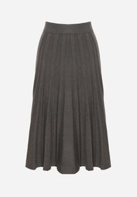 Born2be - Ciemnoszara Rozkloszowana Plisowana Spódnica Dzianinowa Tussana. Okazja: na co dzień. Stan: podwyższony. Kolor: szary. Materiał: dzianina. Styl: casual #6