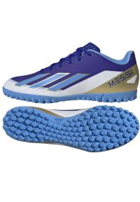 Adidas - Buty adidas X Crazyfast Club Messi Tf ID0726 niebieskie. Zapięcie: sznurówki. Kolor: niebieski. Materiał: dzianina, włókno, materiał, guma, syntetyk. Szerokość cholewki: normalna. Wzór: ze splotem. Sport: piłka nożna #1